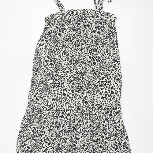 New Look Women’s Black Animal Print Strappy Slip Dress Size 10