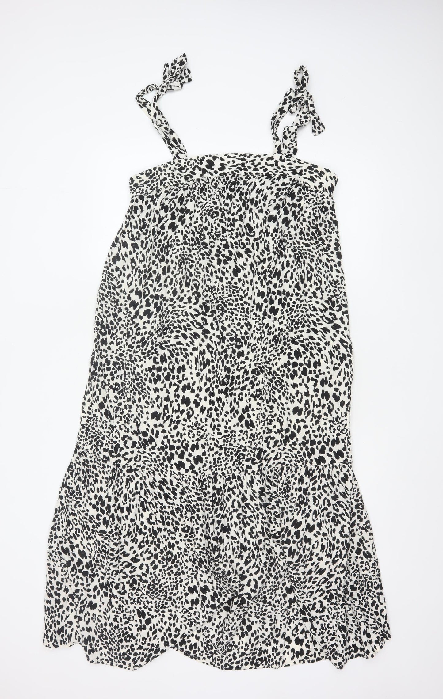New Look Women’s Black Animal Print Strappy Slip Dress Size 10