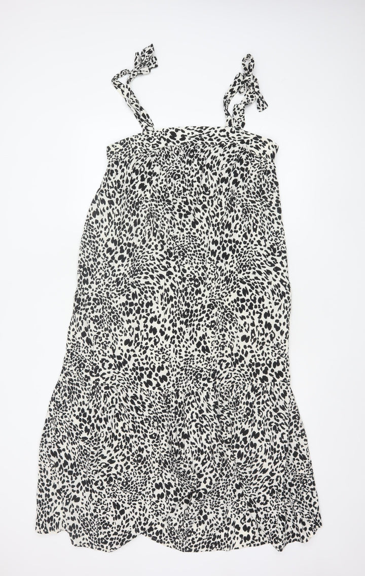 New Look Women’s Black Animal Print Strappy Slip Dress Size 10