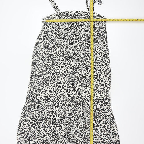 New Look Women’s Black Animal Print Strappy Slip Dress Size 10
