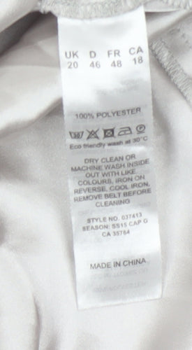 Jacques Vert Women's Grey Floral A-Line Cowl Neck Dress Size 20