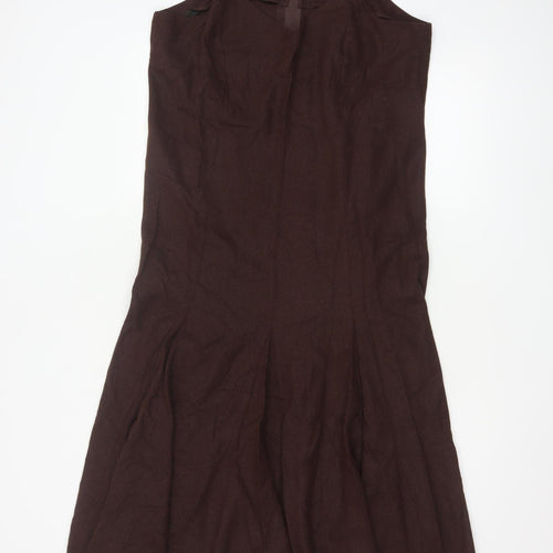 Wardrobe Women Brown Linen Viscose Slip Dress Size 16