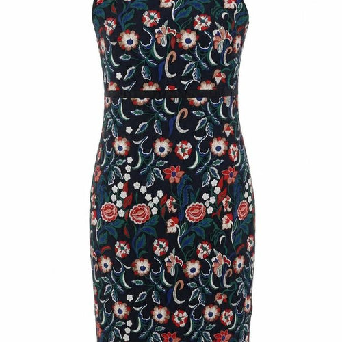 Seen Worn Kept Women's Multicoloured Floral Embroidered Sheath Dress Size 12