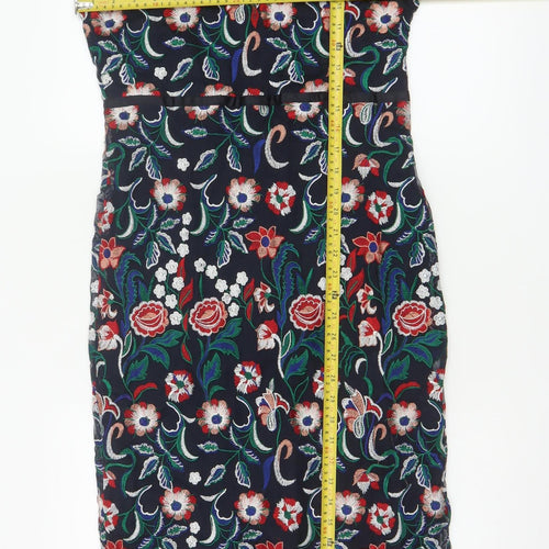 Seen Worn Kept Women's Multicoloured Floral Embroidered Sheath Dress Size 12