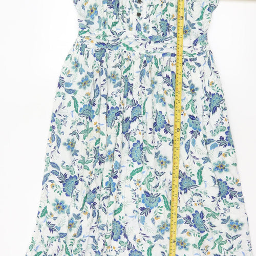 Cotton Traders Women's Multicoloured Floral Viscose A-Line Midi Dress Size 14