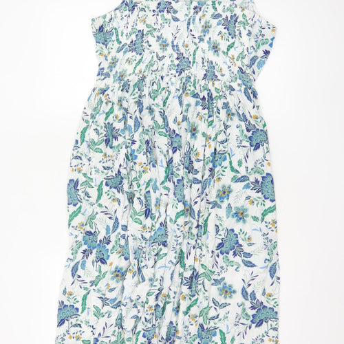 Cotton Traders Women's Multicoloured Floral Viscose A-Line Midi Dress Size 14