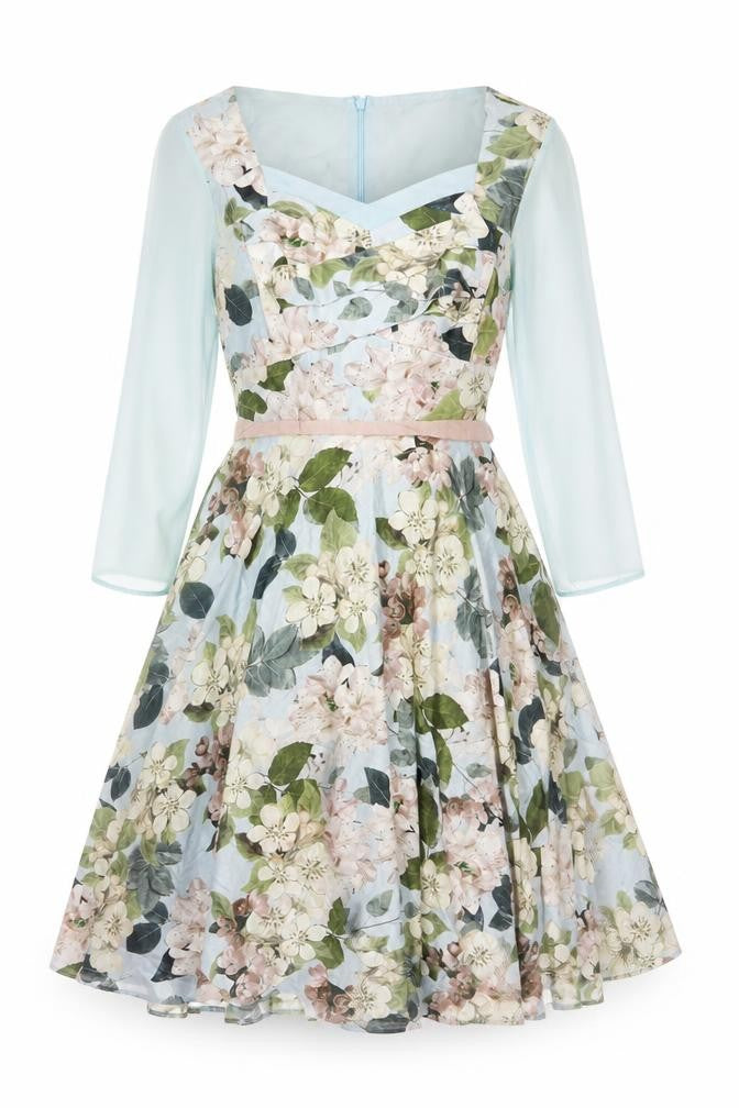 Phase Eight Women’s Blue Floral Fit & Flare Knee Length Dress Size 10