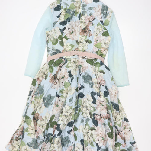 Phase Eight Women’s Blue Floral Fit & Flare Knee Length Dress Size 10