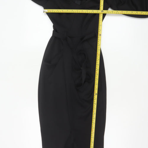 ASOS Women’s Black Off Shoulder Midi Bodycon Dress Size 8