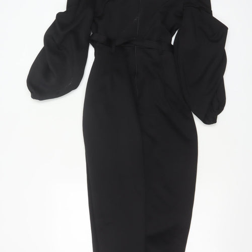 ASOS Women’s Black Off Shoulder Midi Bodycon Dress Size 8