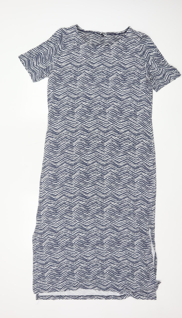 DASH Women's Blue Chevron Shift Dress Size 16 Short Sleeve Knee Length