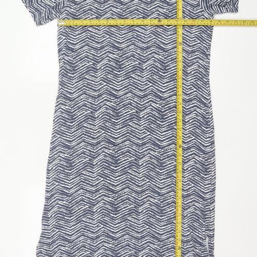 DASH Women's Blue Chevron Shift Dress Size 16 Short Sleeve Knee Length