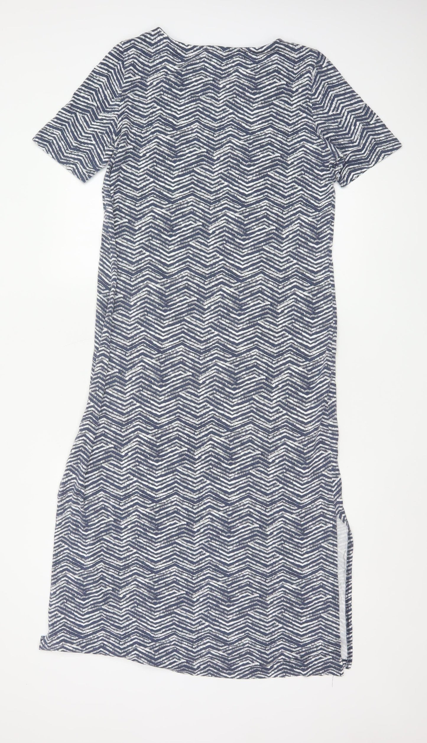 DASH Women's Blue Chevron Shift Dress Size 16 Short Sleeve Knee Length