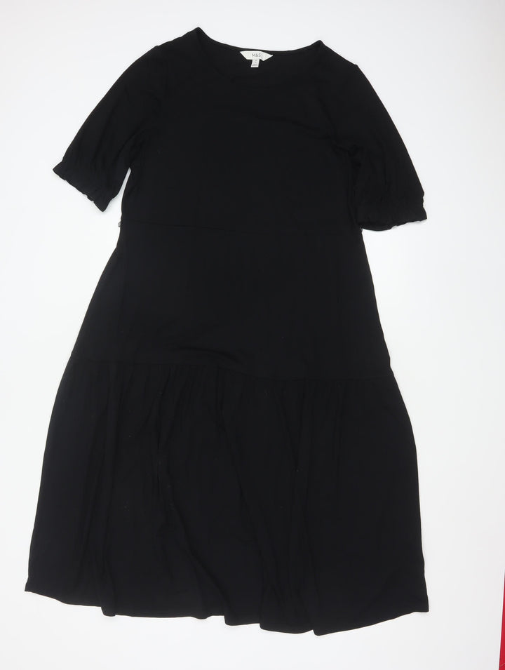Marks and Spencer Women Black Size 16 Shift Jersey Dress