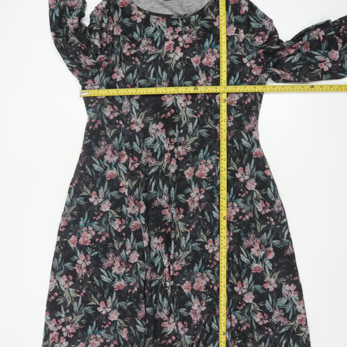 Cotton Traders Women’s Black Floral A-Line Jersey Dress Size 20