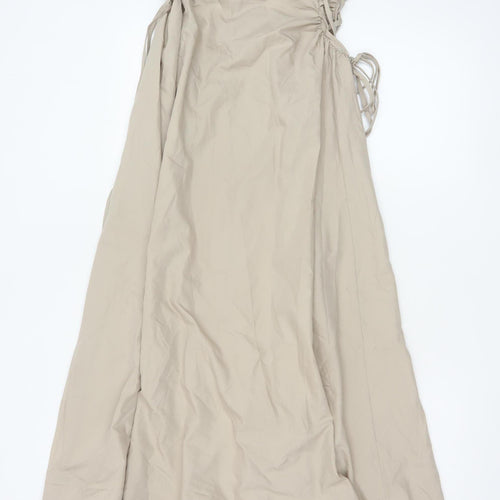ASOS DESIGN Women’s Beige Strapless Maxi Dress Size 10 Ruched Zip