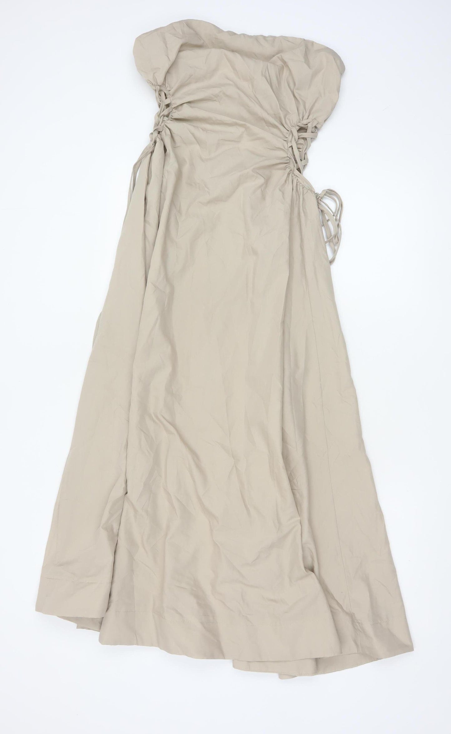 ASOS DESIGN Women’s Beige Strapless Maxi Dress Size 10 Ruched Zip