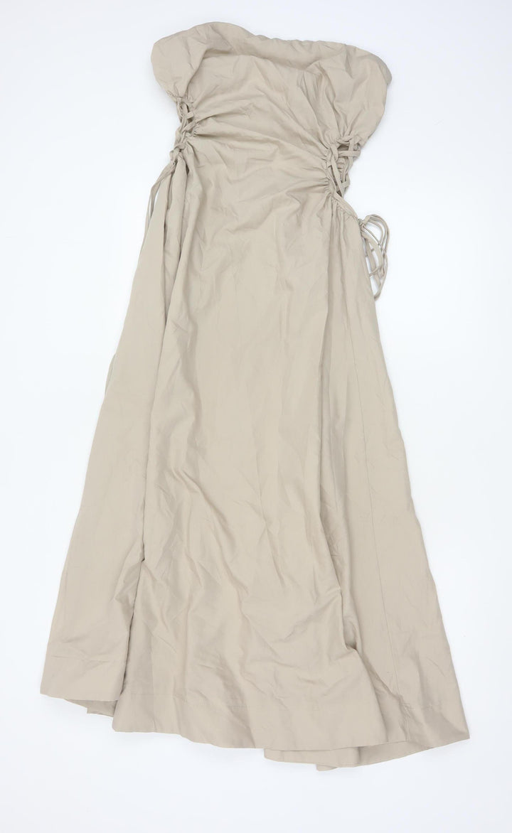 ASOS DESIGN Women’s Beige Strapless Maxi Dress Size 10 Ruched Zip