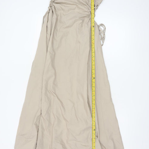 ASOS DESIGN Women’s Beige Strapless Maxi Dress Size 10 Ruched Zip