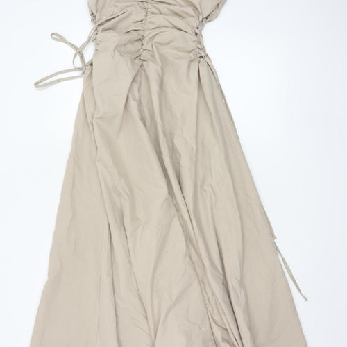 ASOS DESIGN Women’s Beige Strapless Maxi Dress Size 10 Ruched Zip