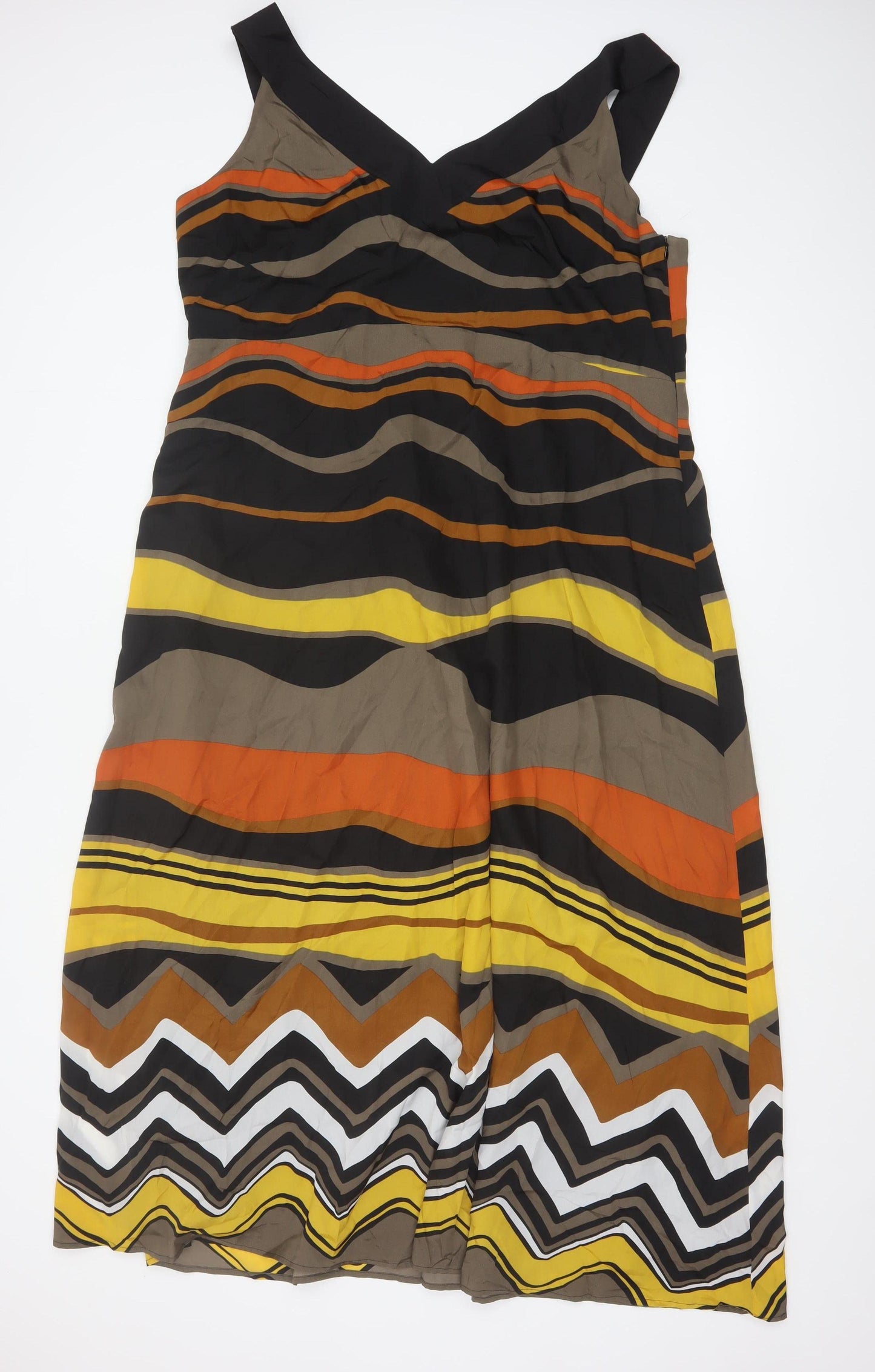 Windsmoor Womens Multicoloured Size 18 V-Neck Sleeveless Midi Dress