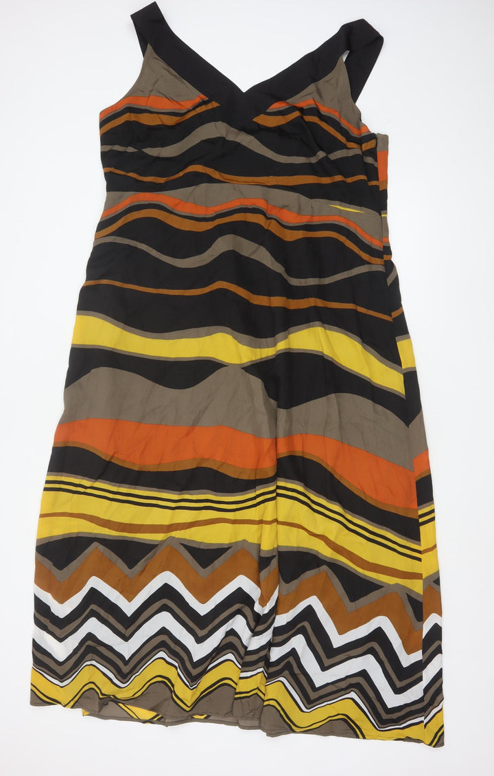 Windsmoor Womens Multicoloured Size 18 V-Neck Sleeveless Midi Dress