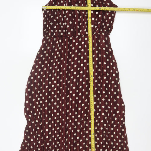 Zara Women Brown Polka Dot Halter Midi Dress S
