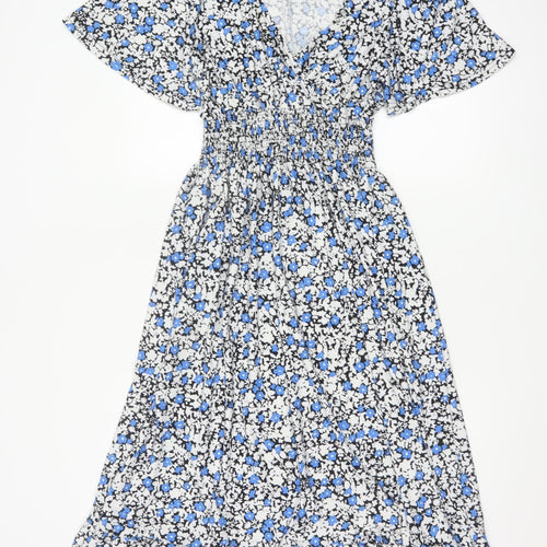 Blue Vanilla Women’s Blue Floral Midi A-Line Dress S