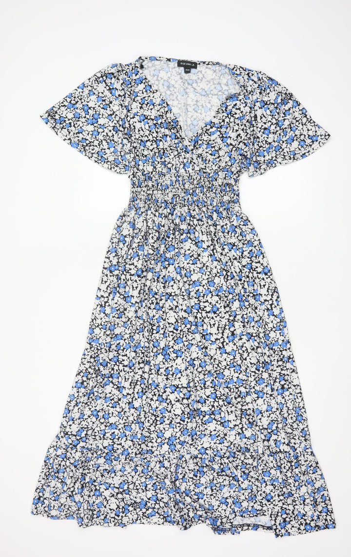 Blue Vanilla Women’s Blue Floral Midi A-Line Dress S