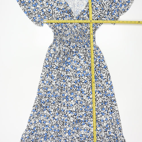 Blue Vanilla Women’s Blue Floral Midi A-Line Dress S