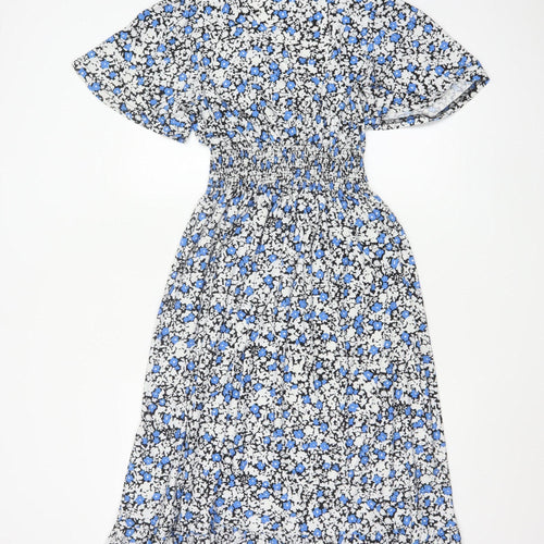 Blue Vanilla Women’s Blue Floral Midi A-Line Dress S