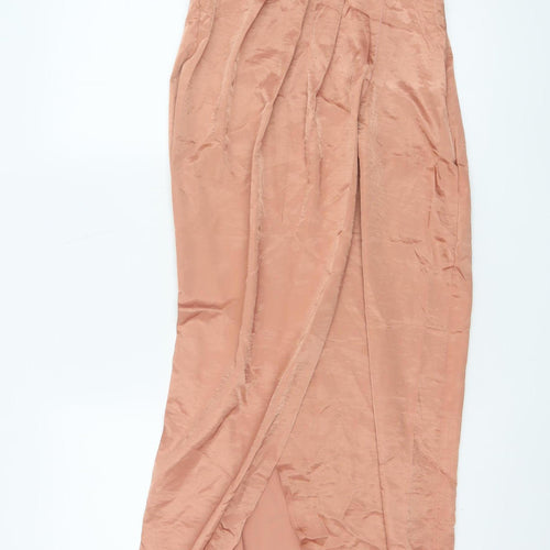 ASOS Women Pink One Shoulder Long Wrap Formal Dress Size 8