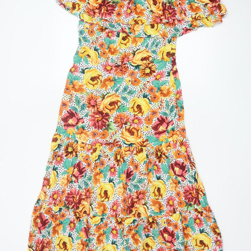 Myleene Klass Women’s Multicoloured Floral Off Shoulder Midi Dress Size 12