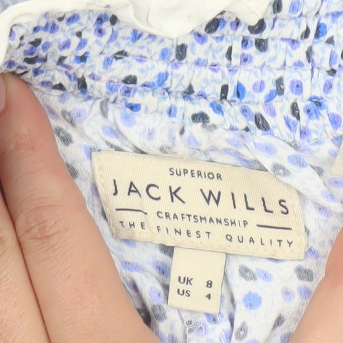 Jack Wills Women Blue Floral Viscose Casual Shorts UK 8