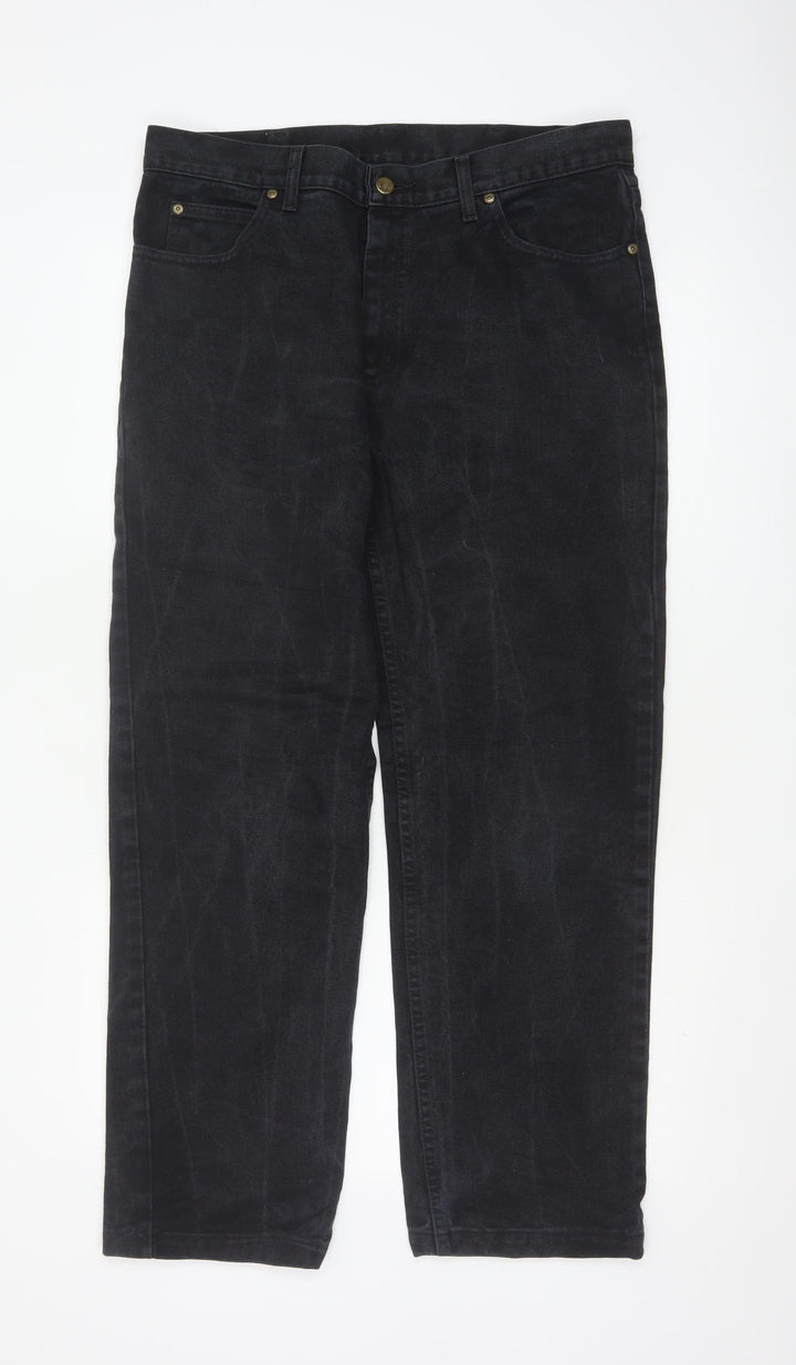 Lee Men's Black Straight Leg Regular Fit Denim Jeans 36x34