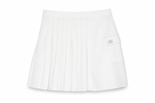Front view of Urban Outfitters Women's White Pleated Short Skirt, size S