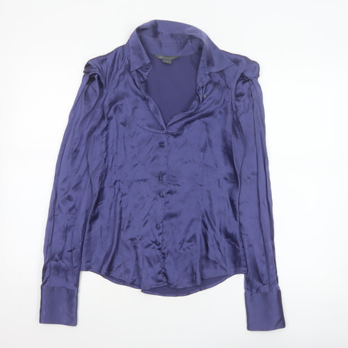 Armani Exchange Women's Purple Silk Satin Long Sleeve Blouse Size S