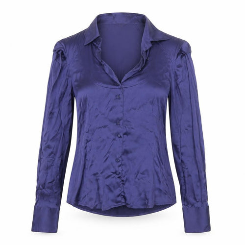 Armani Exchange Women's Purple Silk Satin Long Sleeve Blouse Size S