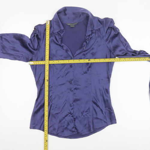 Armani Exchange Women's Purple Silk Satin Long Sleeve Blouse Size S