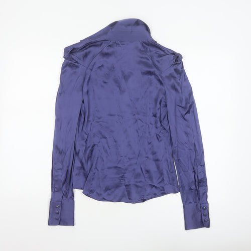 Armani Exchange Women's Purple Silk Satin Long Sleeve Blouse Size S