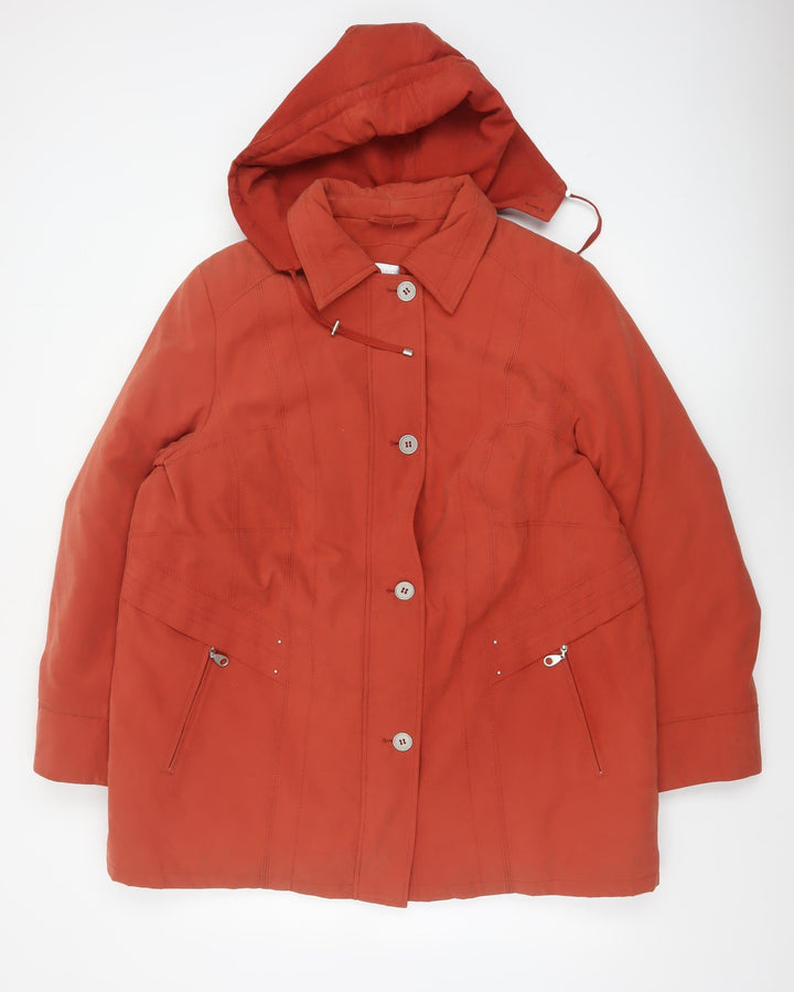 Cotswold Collections Women's Rust Hooded Mid-Length Coat Size 18 Polyester Blend