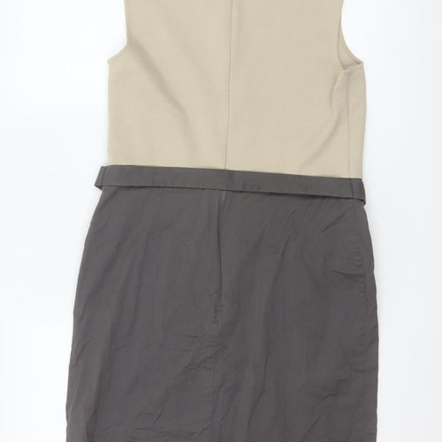 L.K. Bennett Women Beige Grey Colourblock Sheath Dress Size 10