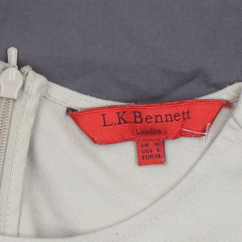 L.K. Bennett Women Beige Grey Colourblock Sheath Dress Size 10