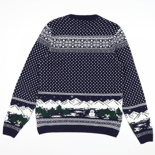 Topman Men's Blue Christmas Fair Isle Knit Jumper Size M
