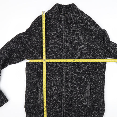 Kensington Eastside Mens Grey L Chunky Full Zip Knit Jumper
