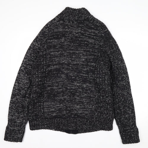Kensington Eastside Mens Grey L Chunky Full Zip Knit Jumper