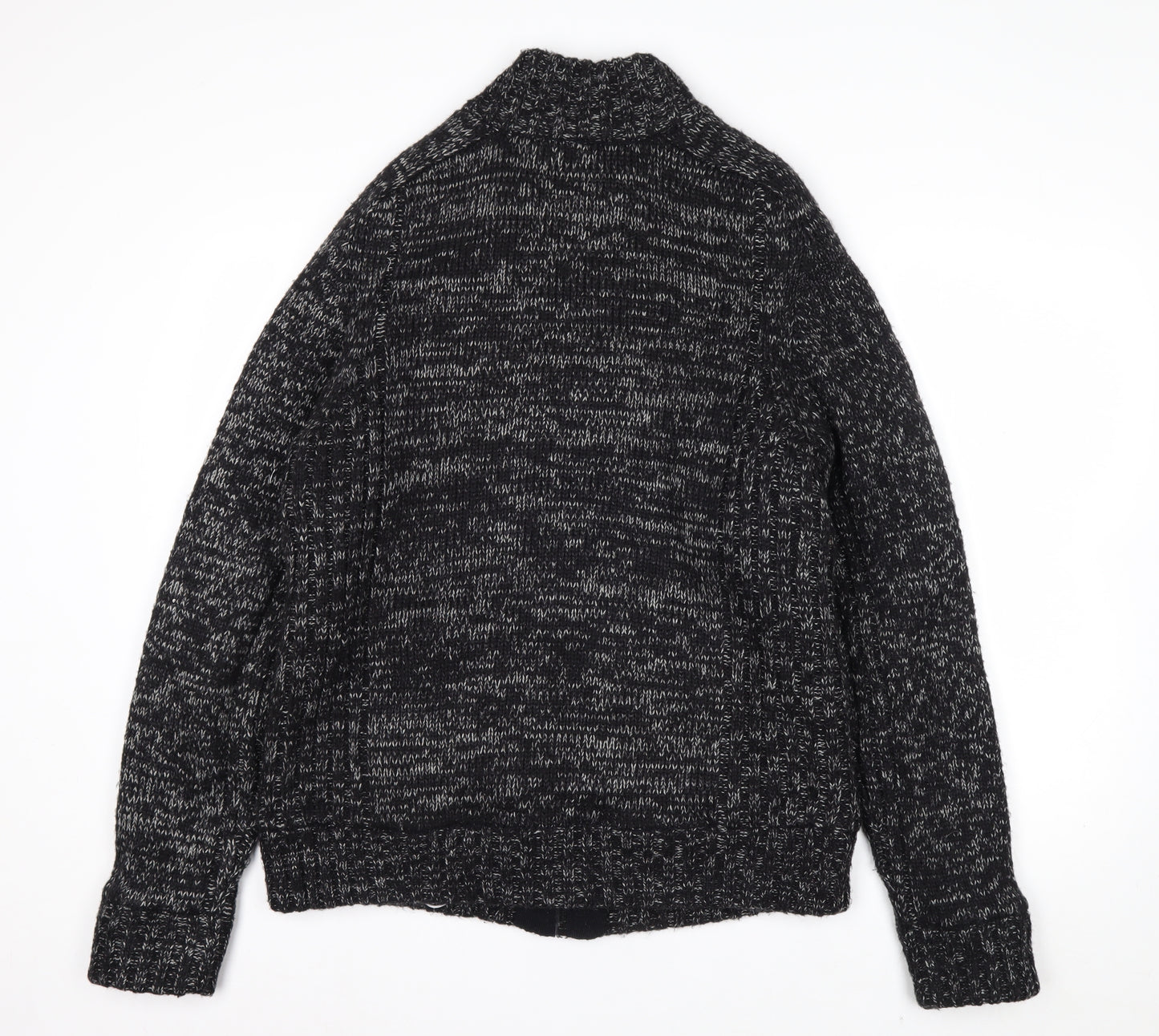 Kensington Eastside Mens Grey L Chunky Full Zip Knit Jumper