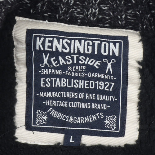 Kensington Eastside Mens Grey L Chunky Full Zip Knit Jumper