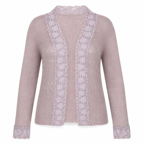CMD Womens Mauve Mohair Blend Lace Trim Sequin Cardigan Size 8