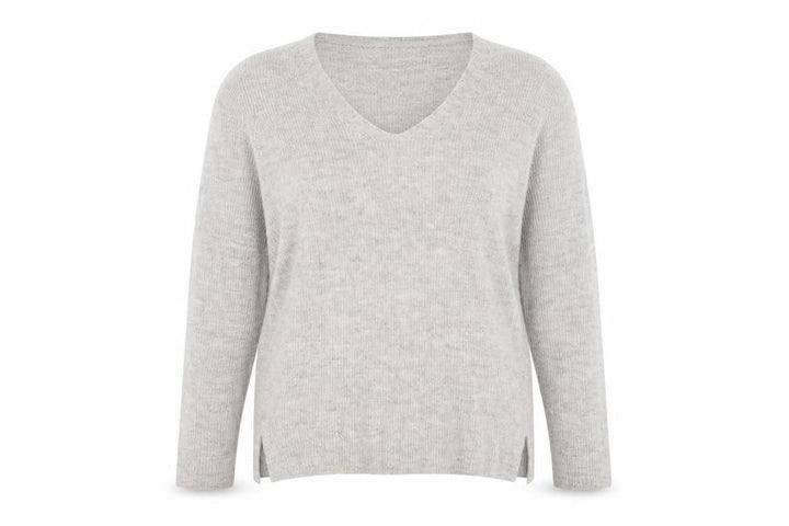 FatFace Women Beige V-Neck Long Sleeve Wool Blend Jumper UK 14